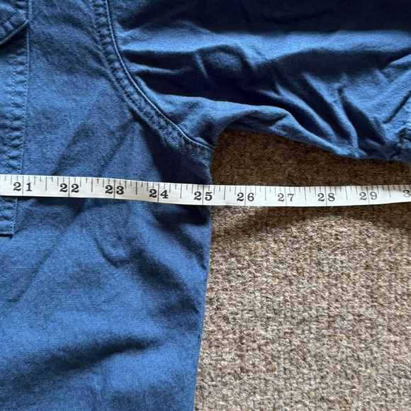 Carhartt Blue Canvas Short Sleeve Button Down Shirt Men L 100% Cotton Casual Top - Picture 9 of 9